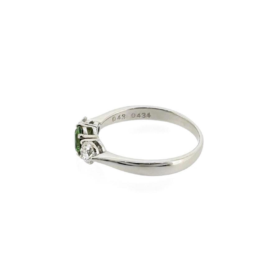 Pt900 ダイヤモンド0.43ctの一文字リング鑑別付 新品 Pt900 デマントイド ガーネット 0.43ct ダイヤモンド 0.434ct