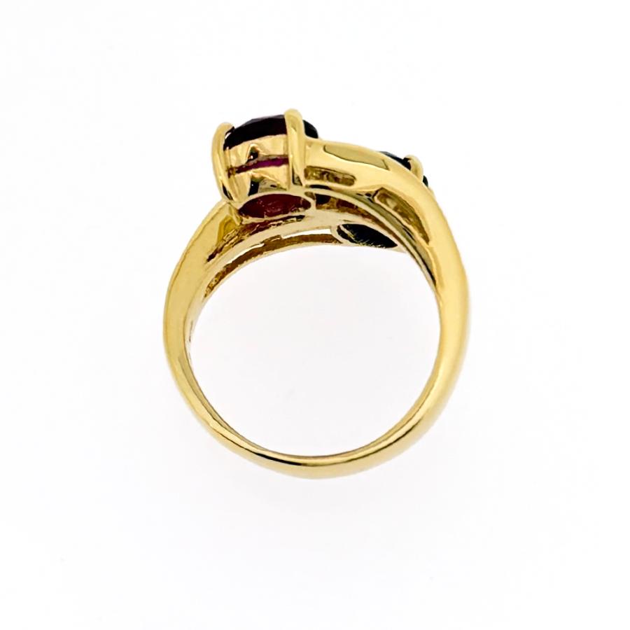 GIA鑑定書付 K18 ルビー 1.63ct サファイア 1.31ct ダイヤモンド 1.01ct リング_3