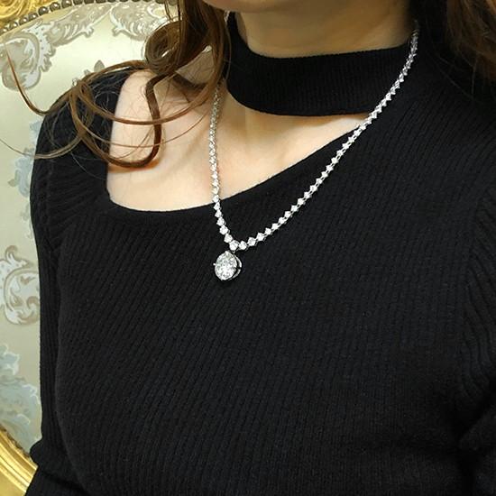 鑑付 大粒ダイヤモンド 10.18ct チェーントータル 10.30ct  プラチナ ネックレスの画像