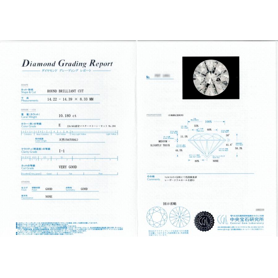 鑑付 大粒ダイヤモンド 10.18ct チェーントータル 10.30ct  プラチナ ネックレスの画像
