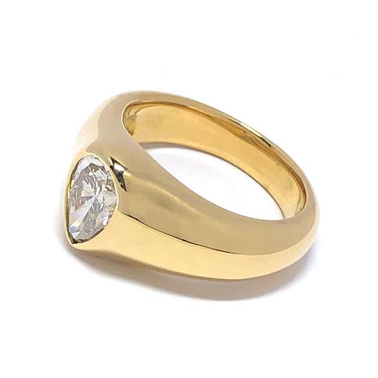 K18 12.68g 一粒 ペアシェイプ ダイヤモンド 1.282ct メンズ リング 