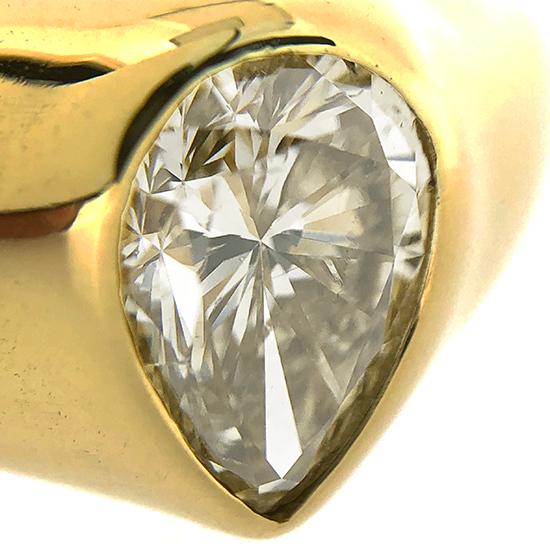 K18 12.68g 一粒 ペアシェイプ ダイヤモンド 1.282ct メンズ リング