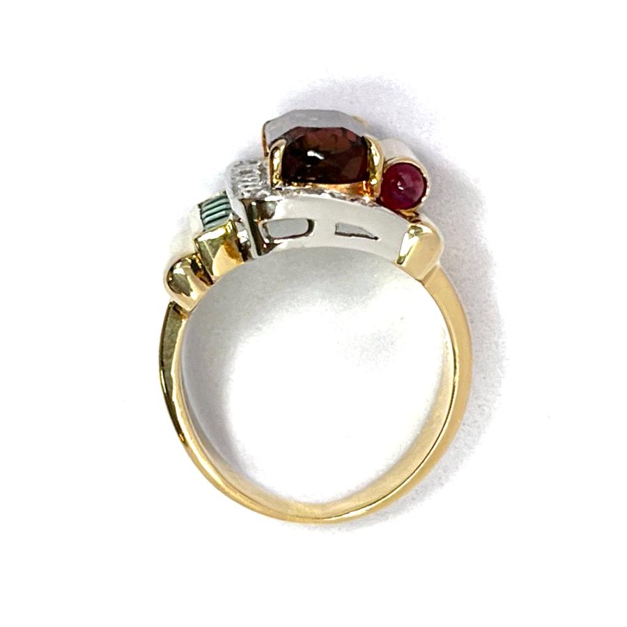 梶光夫 K18/Pt900 バイカラー トルマリン 3.91ct ダイヤ 0.70ct  