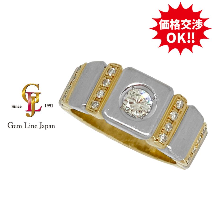 K18 Pt900 10.81g ダイヤモンド 0.266ct 脇石ダイヤ 0.14ct コンビ  