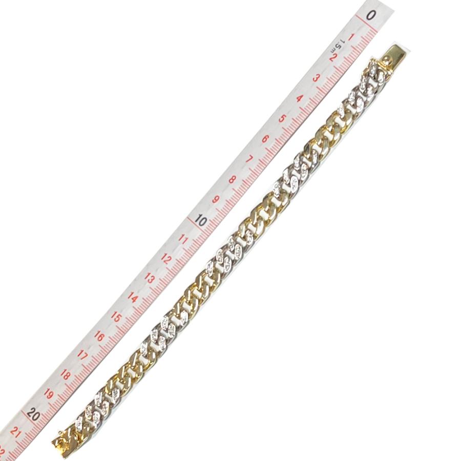 K18YG.pt950コンビブレス K18 Pt950 コンビ 55.63g ダイヤモンド 0.72ct 20.5cm メンズ