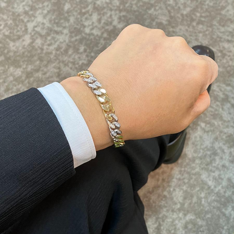 K18YG.pt950コンビブレス K18 Pt950 コンビ 55.63g ダイヤモンド 0.72ct 20.5cm メンズ