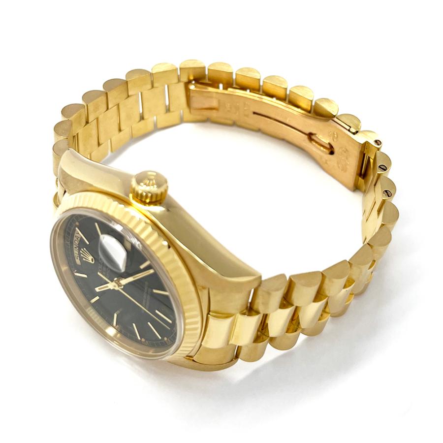 デイデイト ロレックス 18038 62番 黒/バー 金無垢 メンズ 自動巻 時計