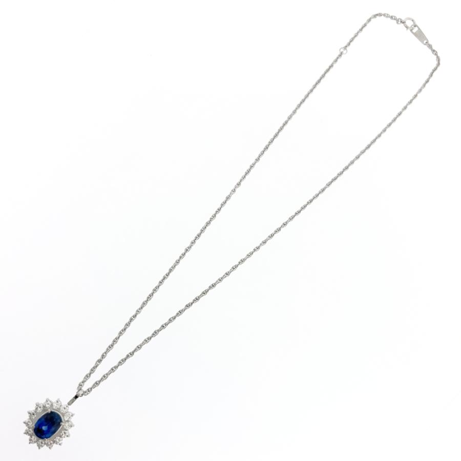 Pt900/Pt850 サファイア 3.25ct ダイヤモンド 0.85ct ネックレス GRJ