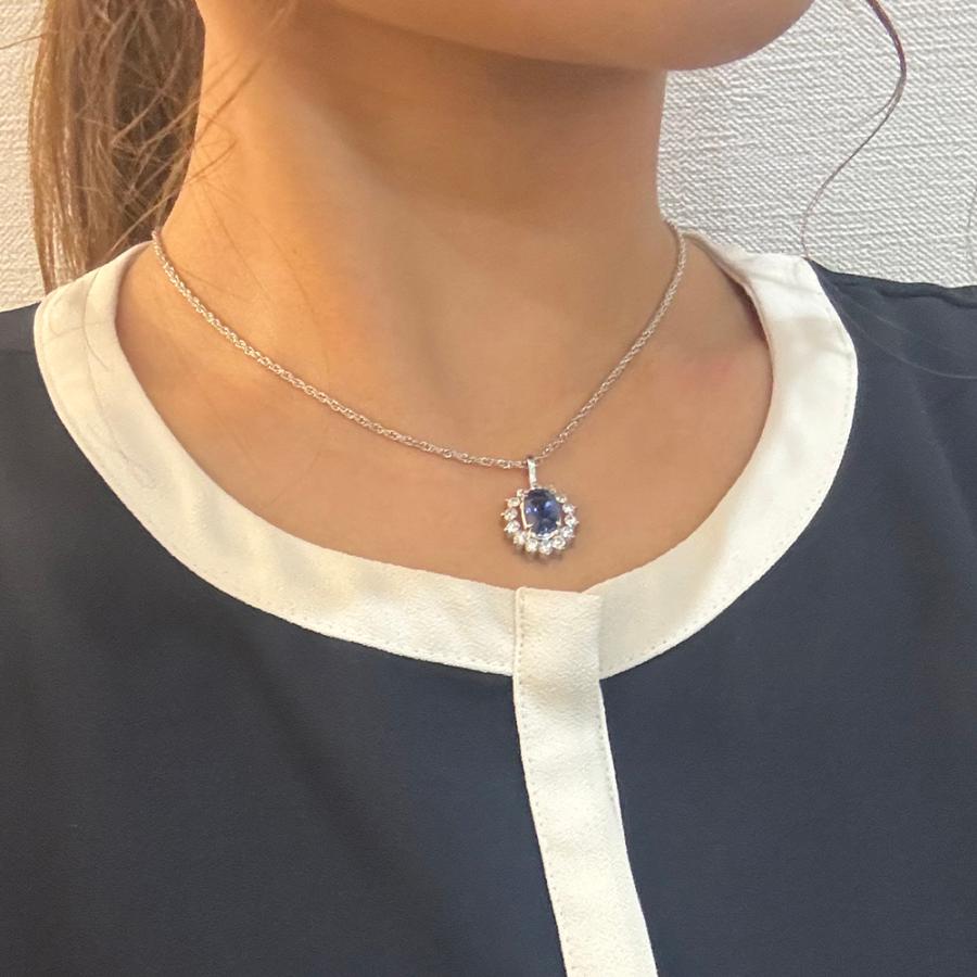 Pt900/Pt850 サファイア 3.25ct ダイヤモンド 0.85ct ネックレス GRJ