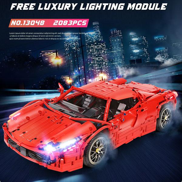 レゴ互換品 電源キット付 フェラーリ 488 レッド スパイダー スーパー