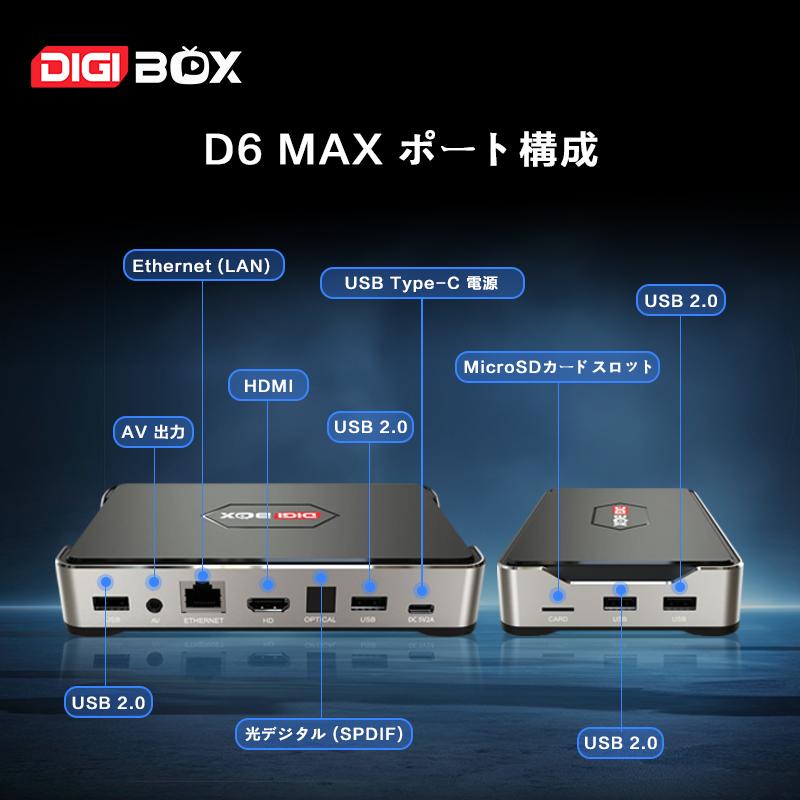 日本公式代理店 DIGIBOX D6 MAX 2026年最新＆8K 4GB+64GB android12