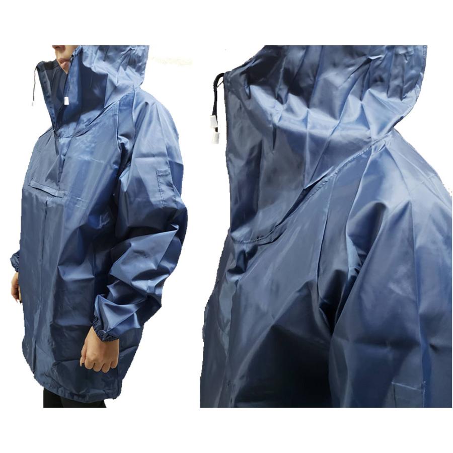 男女兼用 ヤッケ レインコート カッバ 4L 紺ネイビー 袖口ゴム 撥水