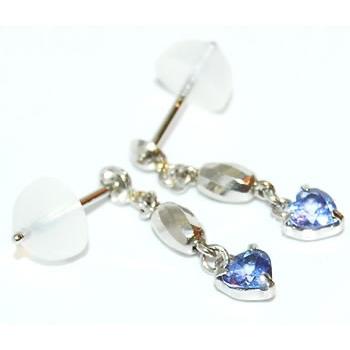 K18YG 天然 タンザナイト ピアス ハートシェイプカット タンザナイト/ダイヤモンド K18ピアス(ハートシェイプ/取り巻き