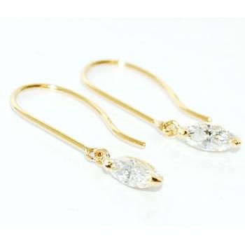 K18 マーキスカット ダイヤモンド 0.385ct シンプルデザイン 