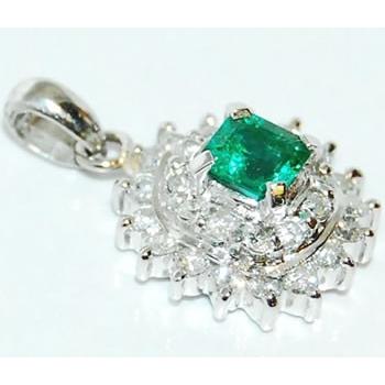 Pt エメラルド-0.30ct&ダイヤモンド 取り巻き 放射状デザイン