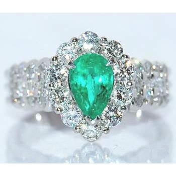 ペアシェイプカット エメラルド-0.81ct&ダイヤモンド ゴージャス 