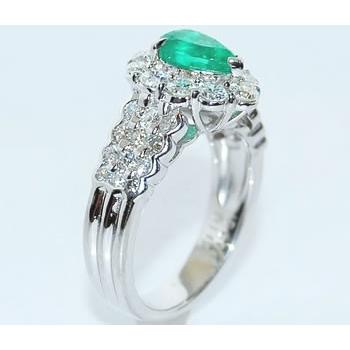 ペアシェイプカット エメラルド-0.81ct&ダイヤモンド ゴージャス 