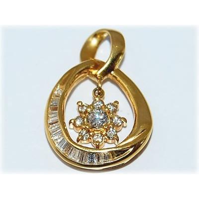 K18 ダイヤモンド-0.64ct フラワー/花 デザイン ペンダント トップの画像
