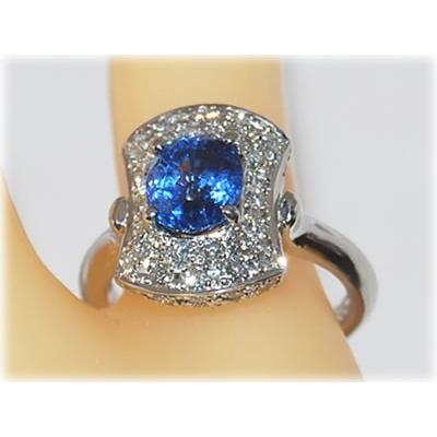 オーバルシェイプ ブルーサファイア-2.63ct&ダイヤモンド-1.13ct 豪華 