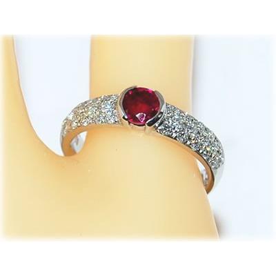 ラウンドカット ルビー-0.64ct＆ダイヤモンド プラチナ