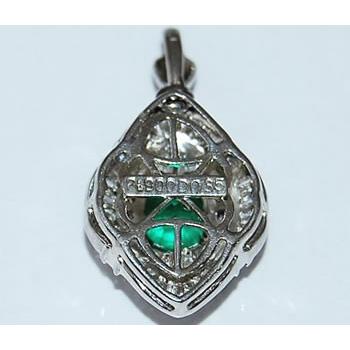 Pt エメラルド-0.54ct&ダイヤモンド 取り巻き レトロデザイン ペンダント トップの画像