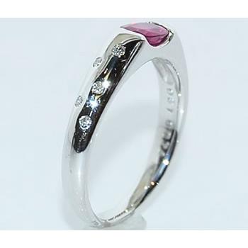 オーバルカット ルビー-0.61ct＆ダイヤモンド プラチナ シンプル デザインリング (指輪)の画像