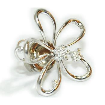 K18WG ダイヤモンド-0.15ct 花 フラワー デザイン オリジナル 