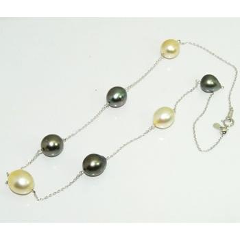 K18WG 南洋白蝶&黒蝶 パール/真珠-9.6〜11.3mm バロック系