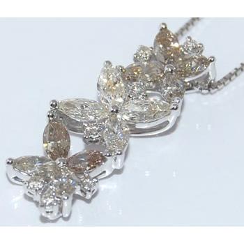 K18WG ダイヤモンド-1.838ct 花びら デザイン ペンダントネックレス｜gempalace-net