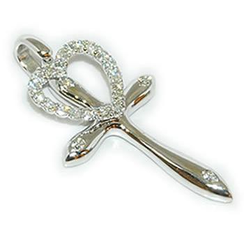 K18WG クロス＆ハート ダイヤモンド 0.37ct スイングタイプ
