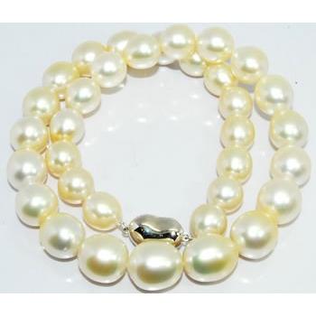 南洋白蝶 真珠/パール-9.2〜12.6mm ナチュラルカラー セミバロック系 連 ネックレス