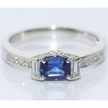バケットカット ブルーサファイア-0.40ct&ダイヤモンド レトロ調 