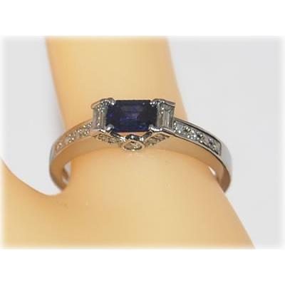 バケットカット ブルーサファイア-0.40ct&ダイヤモンド レトロ調