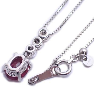 Pt ルビー-1.303ct&ダイヤモンド オリジナル トリロジーデザイン ペンダントネックレスの画像