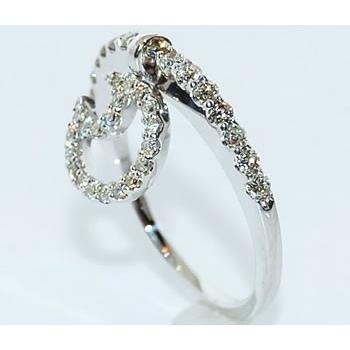 天然 ダイヤモンド-0.48ct ムーン/月デザイン K18WG ホワイトゴールド ポイント リング (指輪)の画像