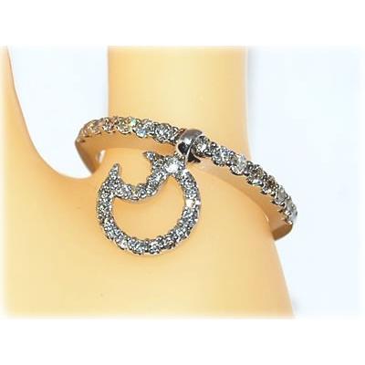 天然 ダイヤモンド-0.48ct ムーン/月デザイン K18WG ホワイトゴールド ポイント リング (指輪)の画像