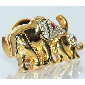 K18 ルビー&ダイヤモンド 象/ゾウ/エレファント 親子 モチーフ