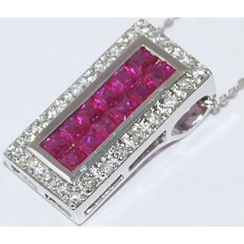 K18WG ミステリーセッティング ルビー-1.00ct&ダイヤモンド スクエア