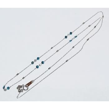 K18WG レーザードリルホール/LDH ダイヤモンド&ブルーダイヤモンド-1.00ct パーツ ステーション ネックレスの画像