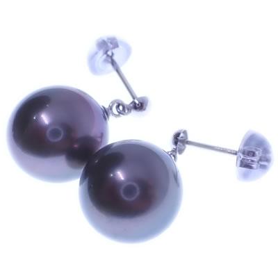 K18WG 南洋黒蝶真珠 タヒチパール-約10〜10.5mm シンプル ブラデザイン 