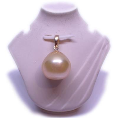 K18 南洋白蝶真珠 シャンパン系ゴールド パール約12.4mm シンプル