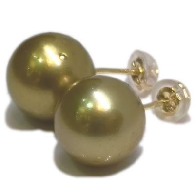 K18 南洋白蝶真珠 ゴールドパール 染め 約11-11.5mm セミラウンド 