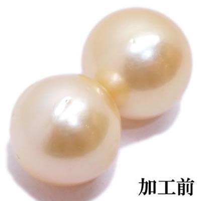 K18 南洋白蝶真珠 ゴールドパール 約12mm＋約11.7mm シンプル チェーン 