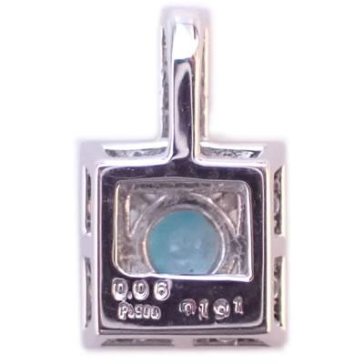 Pt パライバトルマリン-0.191ct&ダイヤモンド  ミル打ち アンティーク系 デザイン ペンダントトップの画像