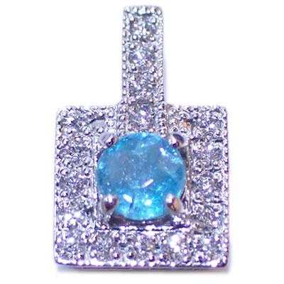 Pt パライバトルマリン-0.191ct&ダイヤモンド  ミル打ち アンティーク系 デザイン ペンダントトップの画像
