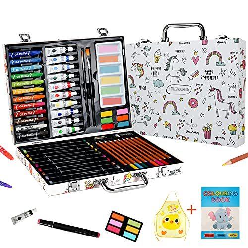 Okiki お絵描きセット 文房具 色鉛筆 マーカーペン クレヨン アクリル絵の具 水彩ペン 水彩絵具チューブ 絵の具セット 知育玩具アタッシュケース S Gemselection 通販 Yahoo ショッピング