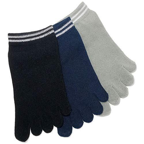 アスカ 5本指ソックス 綿100 レディース 五本指靴下 くるぶし 23 25cm 黒 紺 グレー 3足 売り切り御免