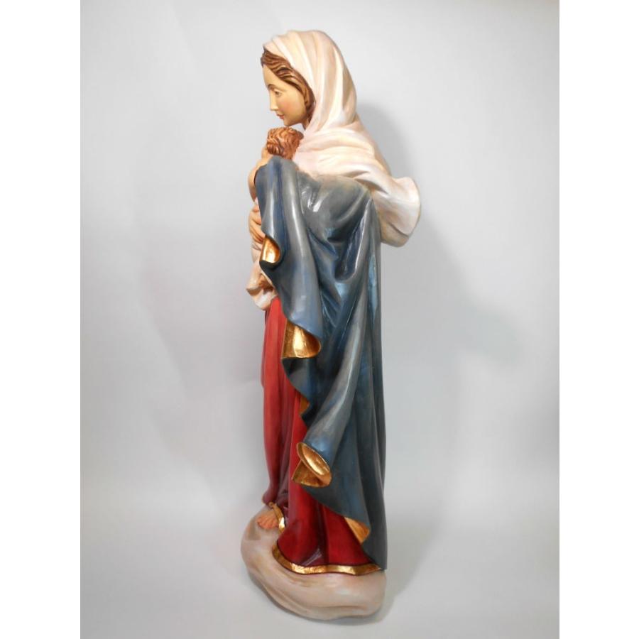 創業100年《レーピ》木彫り 聖母マリア像 60cm「ルネサンス」聖母子像