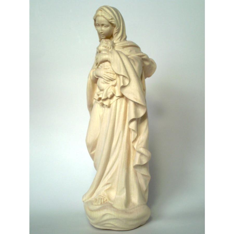 マリア像　木彫り　15センチ（ルネサンス） 創業100年《レーピ》木彫り 聖母マリア像 20cm「ルネサンス」聖母子像