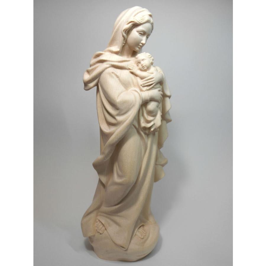 創業100年《レーピ》木彫り 聖母マリア像 30cm「ルネサンス」聖母子像
